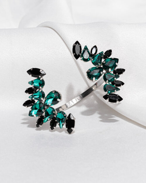 Гривна с кристали ръчна дизайнерска изработка "SINNER" - черен